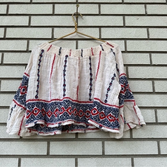 Anthro Raga Amalia Cotton Off Shoulder Top in Ivory Gauze - Picture 8 of 11